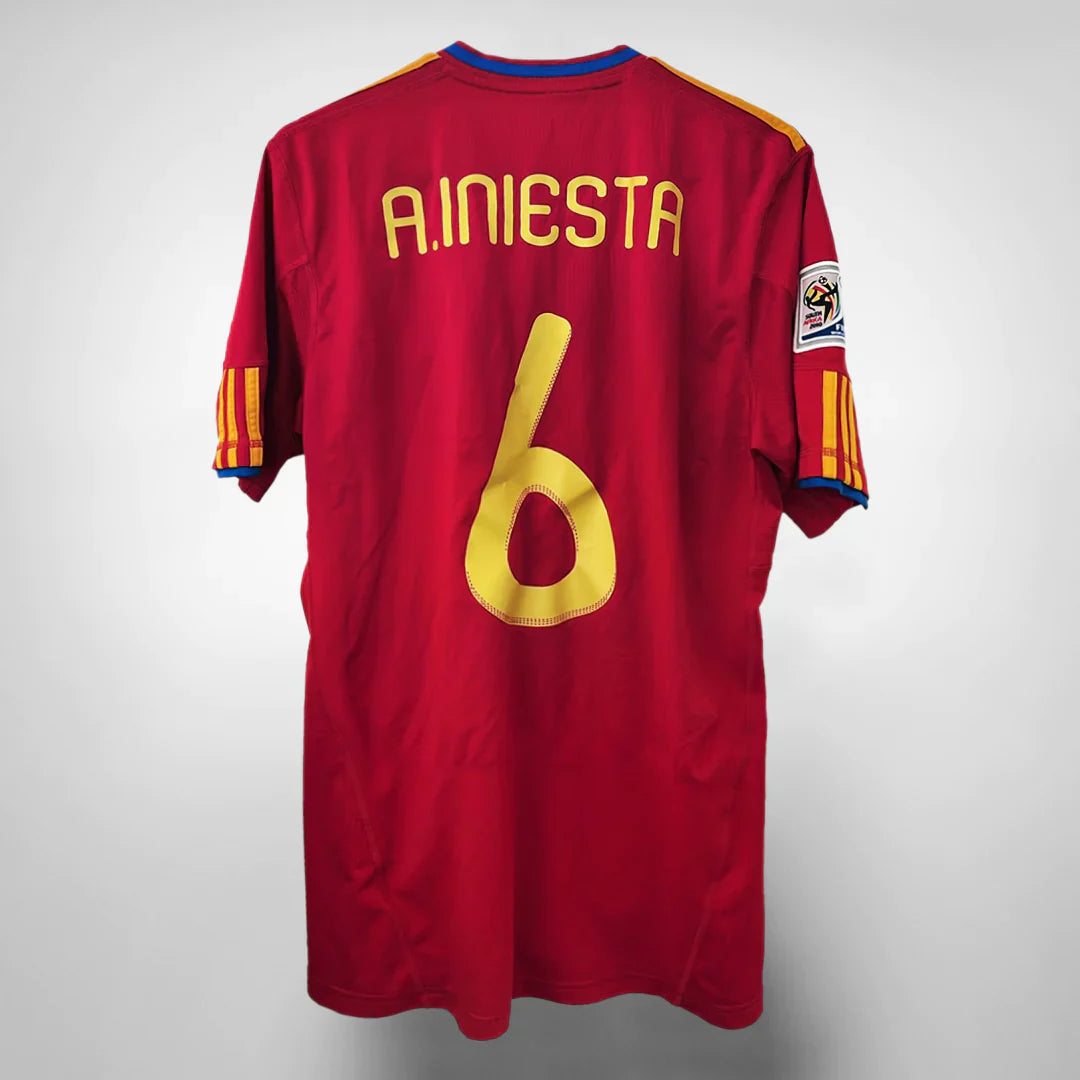 2010 Spanien Home Retro Trikot | Andrés Iniesta #6 Größe XL