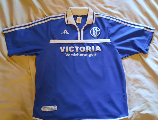 Schalke Heim Trikot XL Saison 2001/2002 Adidas blau Victoria